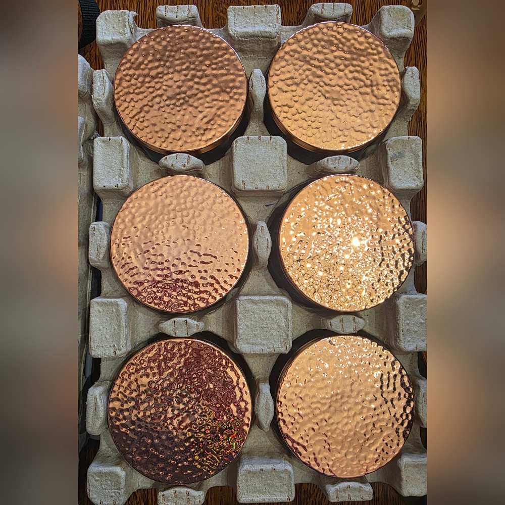 Set of 6 Glass Jars with Copper Hammered Lids